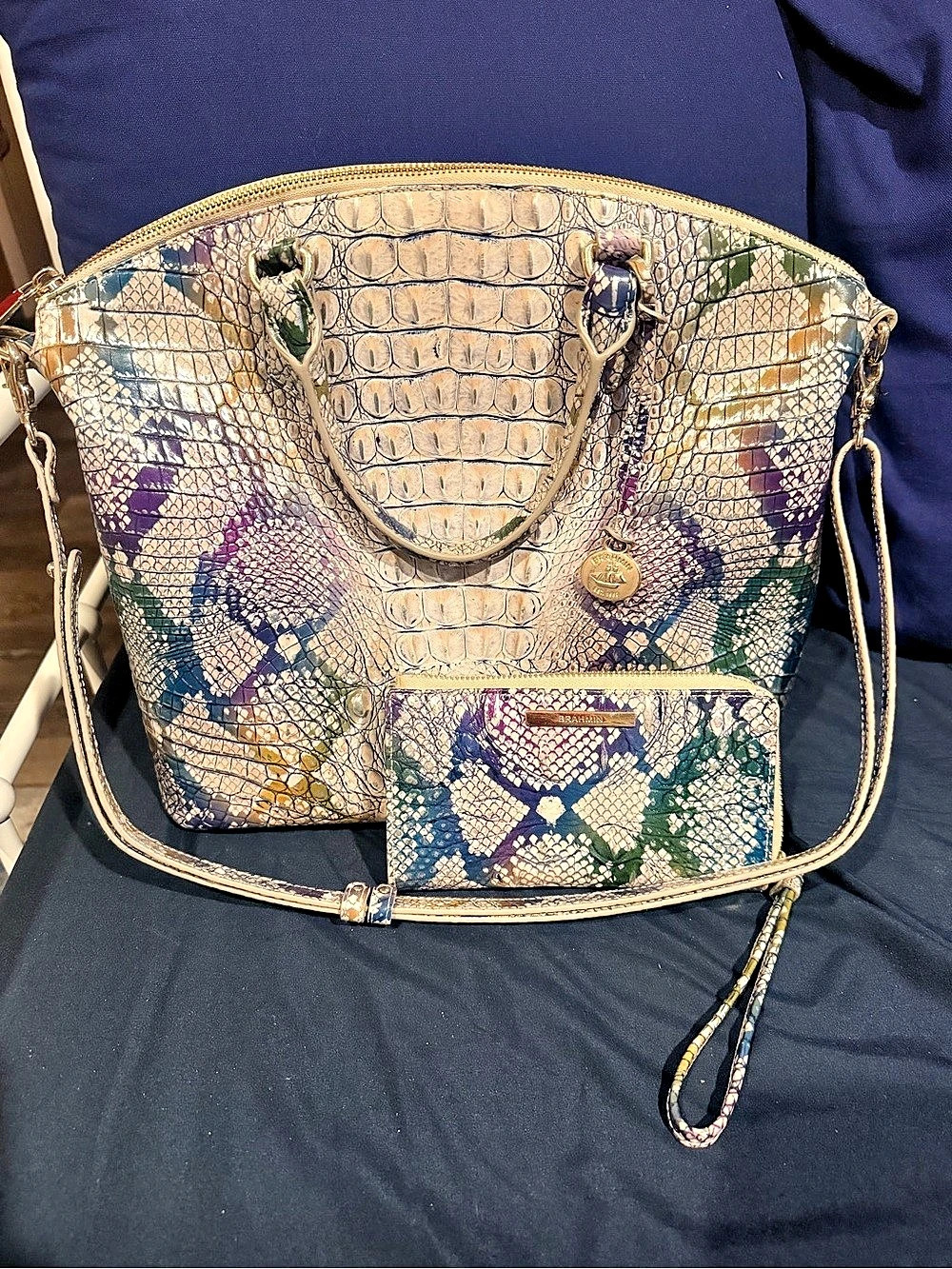 Brahmin Large Duxbury Satchel and Ady Wallet Set Multicolor & Blue